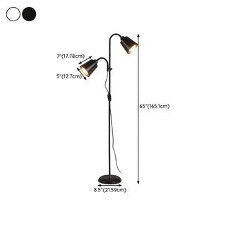 2-Light Black Cone Adjustable Reading Floor Lamp Zawala Image - 16