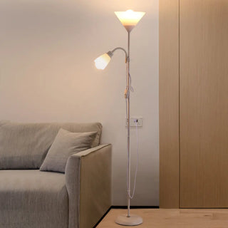 2-Light Black Cone Adjustable Reading Floor Lamp Zawala Image - 4