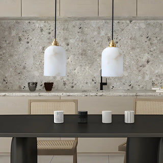 Contemporary Bell Alabaster Gold Mini Bedroom Pendant Light Zawala Image - 10