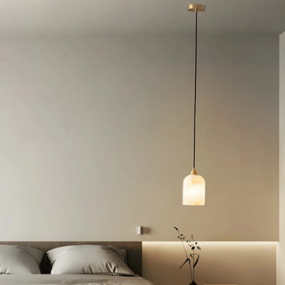 Contemporary Bell Alabaster Gold Mini Bedroom Pendant Light Zawala Image - 3