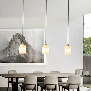 Contemporary Bell Alabaster Gold Mini Bedroom Pendant Light Zawala Image - 4
