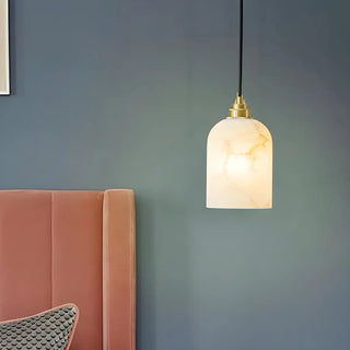 Contemporary Bell Alabaster Gold Mini Bedroom Pendant Light Zawala Image - 5