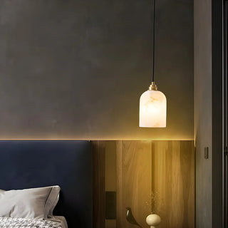 Contemporary Bell Alabaster Gold Mini Bedroom Pendant Light Zawala Image - 6