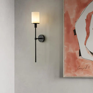 Contemporary Alabaster Cylinder Gold Foyer Wall Sconce Zawala Image - 11