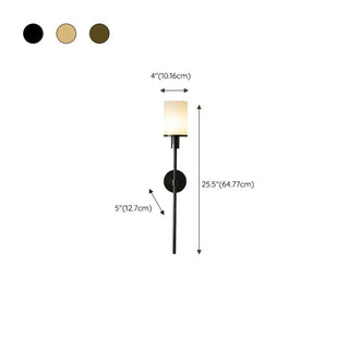 Contemporary Alabaster Cylinder Gold Foyer Wall Sconce Zawala #size
