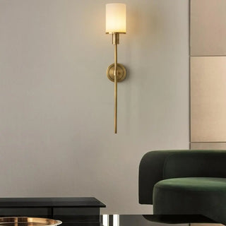 Contemporary Alabaster Cylinder Gold Foyer Wall Sconce Zawala Image - 2