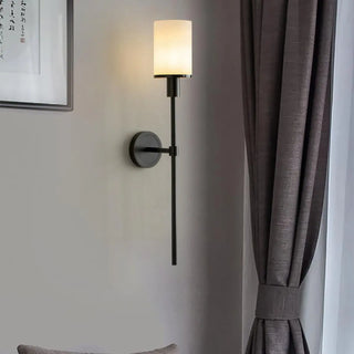 Contemporary Alabaster Cylinder Gold Foyer Wall Sconce Zawala Image - 4