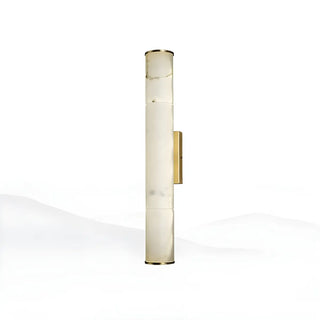 Contemporary Cylinder Marble Alabaster LED White Wall Sconce Zawala Image - 3