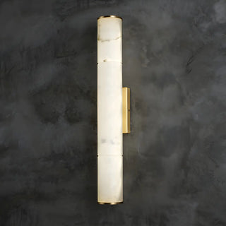 Contemporary Cylinder Marble Alabaster LED White Wall Sconce Zawala Image - 4