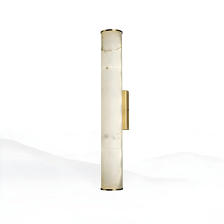 Contemporary Cylinder Marble Alabaster LED White Wall Sconce Zawala Image - 5