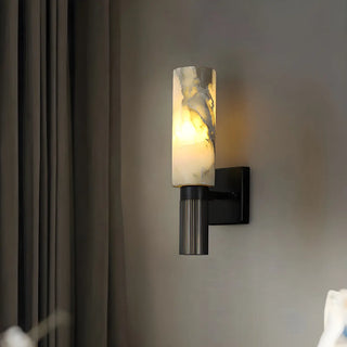 Contemporary Cylinder Marble Alabaster Mini Wall Lamp Zawala Image - 1