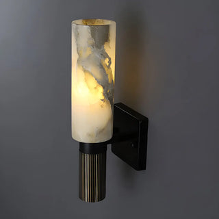 Contemporary Cylinder Marble Alabaster Mini Wall Lamp Zawala Image - 3