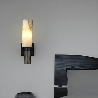 Contemporary Cylinder Marble Alabaster Mini Wall Lamp Zawala Image - 4