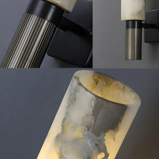 Contemporary Cylinder Marble Alabaster Mini Wall Lamp Zawala Image - 5