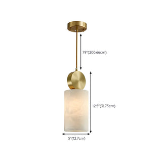 ZOWALA - Modern Alabaster Gold Cylinder Pendant Light Image - 16