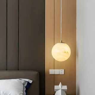 ZOWALA - Modern Alabaster Gold Cylinder Pendant Light Image - 2