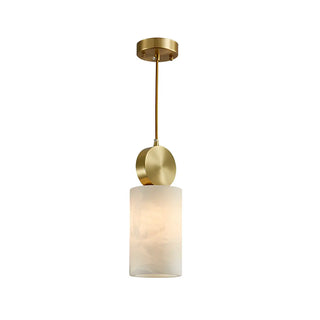 ZOWALA - Modern Alabaster Gold Cylinder Pendant Light Image - 7