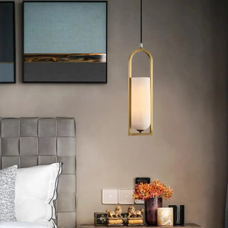 Contemporary Cylinder Alabaster Dining Room Pendant Light Zawala Image - 2