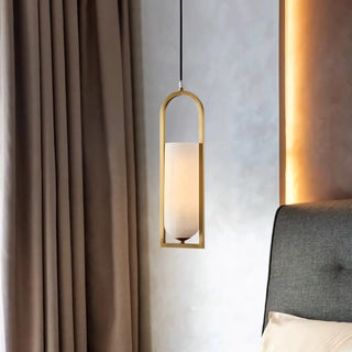 Contemporary Cylinder Alabaster Dining Room Pendant Light Zawala Image - 3