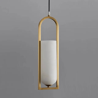 Contemporary Cylinder Alabaster Dining Room Pendant Light Zawala Image - 6