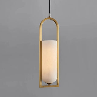 Contemporary Cylinder Alabaster Dining Room Pendant Light Zawala Image - 7