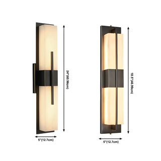 Contemporary Rectangle Alabaster Bedroom Medium Wall Lamp Zawala #size