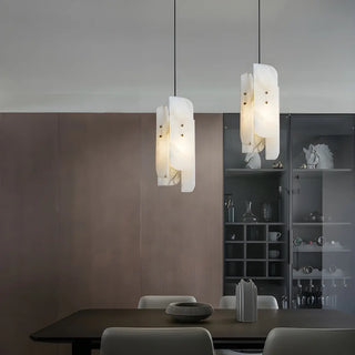 Contemporary Vertical Alabaster Dining Room Pendant Light Zawala Image - 1