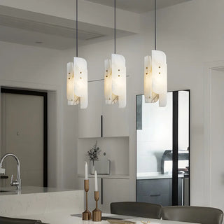 Contemporary Vertical Alabaster Dining Room Pendant Light Zawala Image - 2