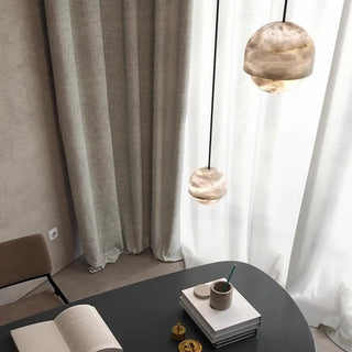 Contemporary Sphere Alabaster Living Room Pendant Light Zawala Image - 2
