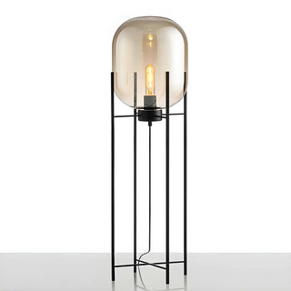 ZOWALA - Contemporary Amber Glass Oda Floor Lamp Image - 12