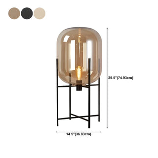 ZOWALA - Contemporary Amber Glass Oda Floor Lamp #size