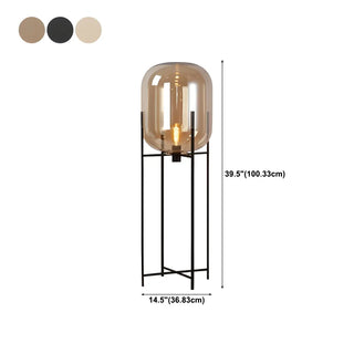 ZOWALA - Contemporary Amber Glass Oda Floor Lamp Image - 16