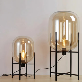 ZOWALA - Contemporary Amber Glass Oda Floor Lamp Image - 3