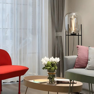 ZOWALA - Contemporary Amber Glass Oda Floor Lamp Image - 4