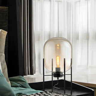 ZOWALA - Contemporary Amber Glass Oda Floor Lamp Image - 6