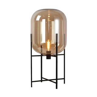 ZOWALA - Contemporary Amber Glass Oda Floor Lamp Image - 9