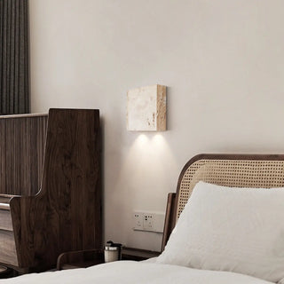 Modern Beige Square Stone Bedroom LED Wall Sconce Zawala Image - 1