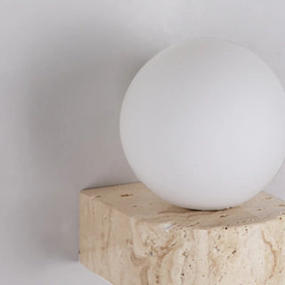 Modern Beige Square Stone Bedroom LED Wall Sconce Zawala Image - 12
