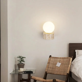 Modern Beige Square Stone Bedroom LED Wall Sconce Zawala Image - 6