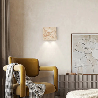 Modern Beige Square Stone Bedroom LED Wall Sconce Zawala Image - 3