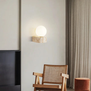 Modern Beige Square Stone Bedroom LED Wall Sconce Zawala Image - 8