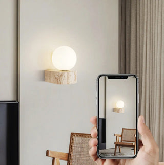 Modern Beige Square Stone Bedroom LED Wall Sconce Zawala Image - 4