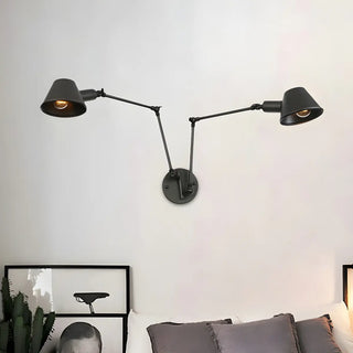 ZOWALA - Contemporary Swing Arm Adjustable 2-Light Black Wall Light Image - 1
