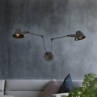ZOWALA - Contemporary Swing Arm Adjustable 2-Light Black Wall Light Image - 2