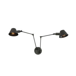 ZOWALA - Contemporary Swing Arm Adjustable 2-Light Black Wall Light Image - 3