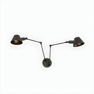 ZOWALA - Contemporary Swing Arm Adjustable 2-Light Black Wall Light Image - 4