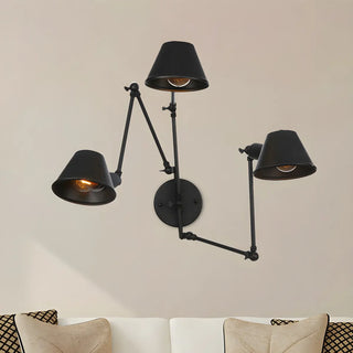 ZOWALA - Contemporary Swing Arm Adjustable 2-Light Black Wall Light Image - 5