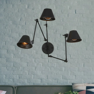 ZOWALA - Contemporary Swing Arm Adjustable 2-Light Black Wall Light Image - 6