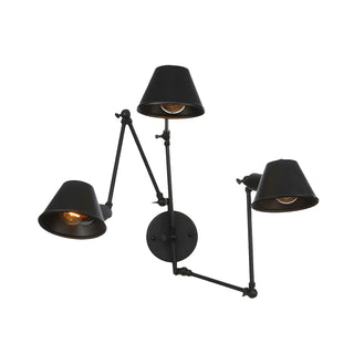 ZOWALA - Contemporary Swing Arm Adjustable 2-Light Black Wall Light Image - 7