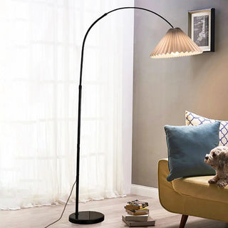 ZOWALA - Contemporary Black Arc Adjustable Pleated Floor Lamp Image - 1